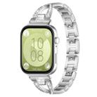 For Huawei Watch Fit4 / Fit4 Pro / Fit3 xDfind X-Shaped Single Row Diamond Metal Watch Band(Silver) - 1