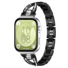 For Huawei Watch Fit4 / Fit4 Pro / Fit3 xDfind X-Shaped Single Row Diamond Metal Watch Band(Black) - 1