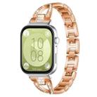 For Huawei Watch Fit4 / Fit4 Pro / Fit3 xDfind X-Shaped Single Row Diamond Metal Watch Band(Rose Gold) - 1