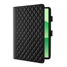 For OPPO Pad SE 11 inch Rhombus Lattice Leather Tablet Case(Black) - 3