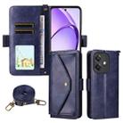 For OPPO A3x 5G India / A3 / A3x / A40 4G Multi-card Slots Crossbody Cowhide Leather Phone Case(Blue) - 1