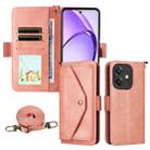 For OPPO A3x 5G India / A3 / A3x / A40 4G Multi-card Slots Crossbody Cowhide Leather Phone Case(Pink) - 1