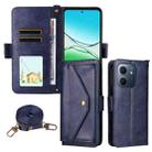 For OPPO A5x 5G / 4G Multi-card Slots Crossbody Cowhide Leather Phone Case(Blue) - 1