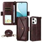 For OPPO Reno14 Pro 5G Multi-card Slots Crossbody Cowhide Leather Phone Case(Brown) - 1