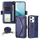 For OPPO Reno14 Pro 5G Multi-card Slots Crossbody Cowhide Leather Phone Case(Blue) - 1