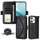 For OPPO Reno14 Pro 5G Multi-card Slots Crossbody Cowhide Leather Phone Case(Black) - 1