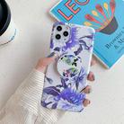 For iPhone 11 Pro Laser Flowers Pattern TPU Protective Case with Foldable Holder(White Background Blue Flowers) - 1