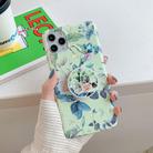 For iPhone 12 / 12 Pro Laser Flowers Pattern TPU Protective Case with Foldable Holder(Rose Flower) - 1