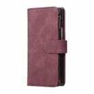 For Samsung Galaxy Z Fold7 5G Multifunctional Frosted Zipper Wallet Leather Phone Case(Wine Red) - 2
