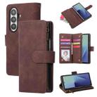 For Samsung Galaxy Z Fold7 5G Multifunctional Frosted Zipper Wallet Leather Phone Case(Coffee) - 1