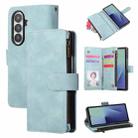 For Samsung Galaxy Z Fold7 5G Multifunctional Frosted Zipper Wallet Leather Phone Case(Light Blue) - 1