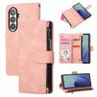 For Samsung Galaxy Z Fold7 5G Multifunctional Frosted Zipper Wallet Leather Phone Case(Pink) - 1