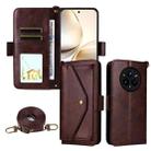 For Realme 14 Pro+ Multi-card Slots Crossbody Cowhide Leather Phone Case(Brown) - 1
