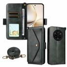 For Realme 14 Pro+ Multi-card Slots Crossbody Cowhide Leather Phone Case(Green) - 1