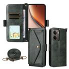 For Realme P3 Global / Neo7x / 14 5G Multi-card Slots Crossbody Cowhide Leather Phone Case(Green) - 1