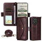 For Motorola Edge 60 Pro / 60s Pro 5G Multi-card Slots Crossbody Cowhide Leather Phone Case(Brown) - 1