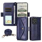 For Motorola Edge 60 Pro / 60s Pro 5G Multi-card Slots Crossbody Cowhide Leather Phone Case(Blue) - 1