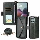 For Motorola Moto G56 / G66j / G66y 5G Multi-card Slots Crossbody Cowhide Leather Phone Case(Green) - 1