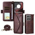 For Motorola Moto G15 / G15 Power Multi-card Slots Crossbody Cowhide Leather Phone Case(Brown) - 1