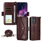 For Motorola Moto G54 / G64 / G64y Multi-card Slots Crossbody Cowhide Leather Phone Case(Brown) - 1