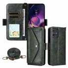 For Motorola Moto G54 / G64 / G64y Multi-card Slots Crossbody Cowhide Leather Phone Case(Green) - 1