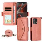 For Motorola Edge 50 Pro Multi-card Slots Crossbody Cowhide Leather Phone Case(Pink) - 1