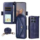 For Motorola Edge 60 Fusion Multi-card Slots Crossbody Cowhide Leather Phone Case(Blue) - 1