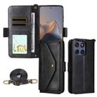 For Motorola Edge 60 Fusion Multi-card Slots Crossbody Cowhide Leather Phone Case(Black) - 1