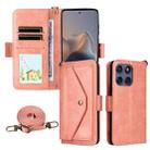 For Motorola Edge 60 Fusion Multi-card Slots Crossbody Cowhide Leather Phone Case(Pink) - 1