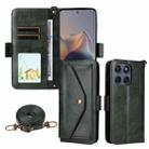 For Motorola Edge 60 Fusion Multi-card Slots Crossbody Cowhide Leather Phone Case(Green) - 1