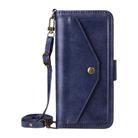 For Motorola Edge 50 Fusion Multi-card Slots Crossbody Cowhide Leather Phone Case(Blue) - 2