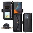 For Motorola Edge 50 Fusion Multi-card Slots Crossbody Cowhide Leather Phone Case(Black) - 1
