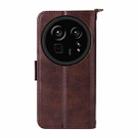 For Sharp Aquos R9 Pro Multi-card Slots Crossbody Cowhide Leather Phone Case(Brown) - 3