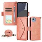 For Sharp Aquos wish4 Multi-card Slots Crossbody Cowhide Leather Phone Case(Pink) - 1