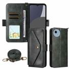 For Sharp Aquos wish4 Multi-card Slots Crossbody Cowhide Leather Phone Case(Green) - 1