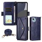 For Sharp Aquos wish5 Multi-card Slots Crossbody Cowhide Leather Phone Case(Blue) - 1