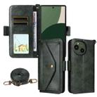 For Sharp Aquos R10 / R9 Multi-card Slots Crossbody Cowhide Leather Phone Case(Green) - 1