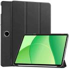For OPPO Pad SE Custer Texture 3-Fold Holder Leather Smart Tablet Case(Black) - 1