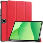 For OPPO Pad SE Custer Texture 3-Fold Holder Leather Smart Tablet Case(Red) - 1