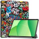 For OPPO Pad SE Custer Painted 3-Fold Holder Leather Smart Tablet Case(Graffiti) - 1