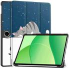 For OPPO Pad SE Custer Painted 3-Fold Holder Leather Smart Tablet Case(Lazy Cat) - 1