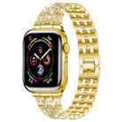 For Apple Watch 42 / 44 / 45 / 46 / 49mm xDfind Five Beads Full Diamond Metal Watch Band(Gold) - 1