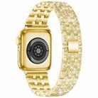 For Apple Watch 42 / 44 / 45 / 46 / 49mm xDfind Five Beads Full Diamond Metal Watch Band(Gold) - 2