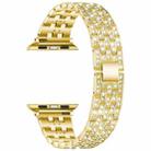 For Apple Watch 42 / 44 / 45 / 46 / 49mm xDfind Five Beads Full Diamond Metal Watch Band(Gold) - 3