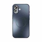 For iPhone 16 ABEEL Heat Dissipation Frosted MagSafe Phone Case with Lens Film(Dark Blue) - 2
