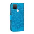 For Google Pixel 5 XL / Pixel 4a 5G Mandala Embossed Leather Phone Case (Blue) - 3