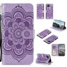 For Google Pixel 5 XL / Pixel 4a 5G Mandala Embossed Leather Phone Case (Purple) - 1