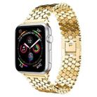 For Apple Watch 42 / 44 / 45 / 46 / 49mm xDfind Fish Scale Texture Metal Watch Band(Gold) - 1