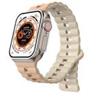 For Apple Watch 46mm / 49mm / 45mm / 44mm Magnetic Two-color Loop Silicone Watch Band(Creamy Antique White) - 1