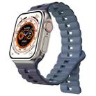 For Apple Watch 46mm / 49mm / 45mm / 44mm Magnetic Two-color Loop Silicone Watch Band(Dark Navy Light Navy) - 1